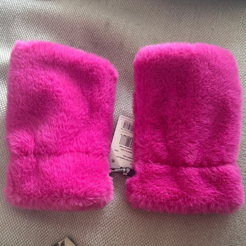 UGG Hot pink Faux Fur Fingerless Gloves
